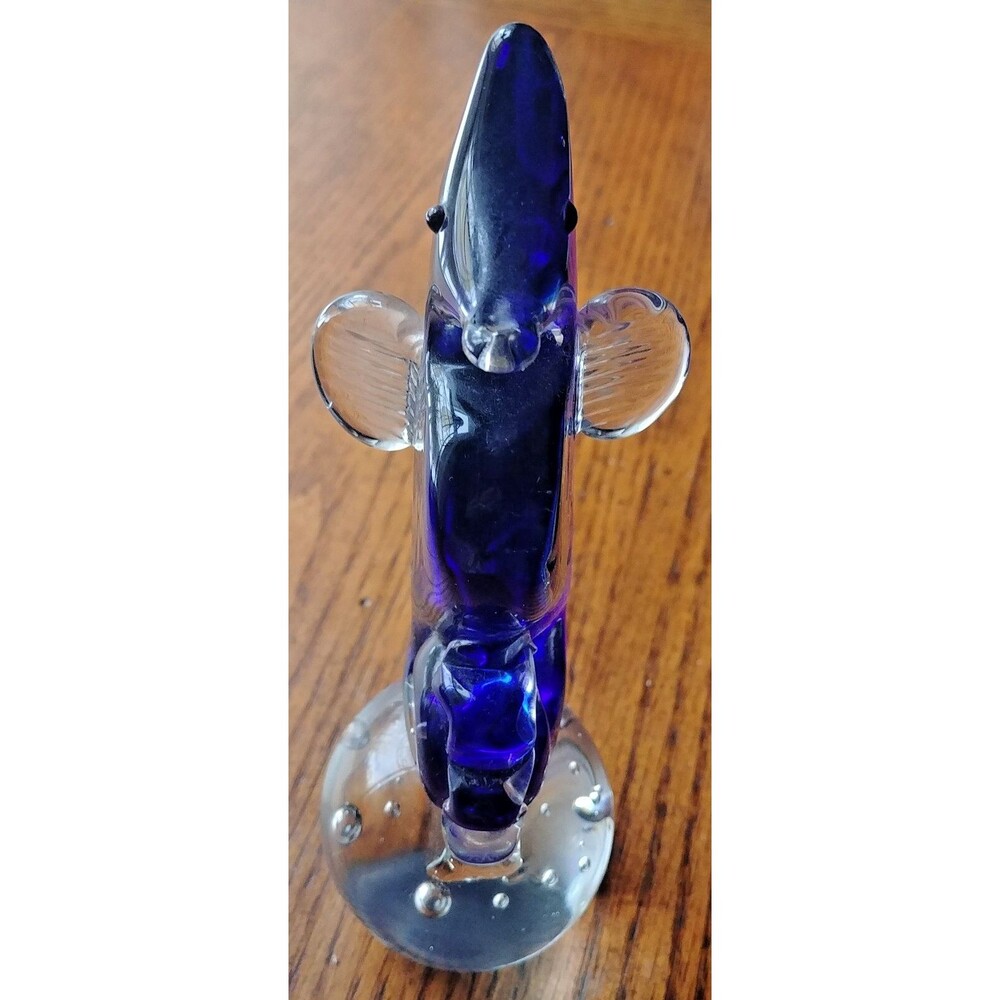 Paperweight vintage blown Art Glass Blue Seahorse - Picture 7 of 8